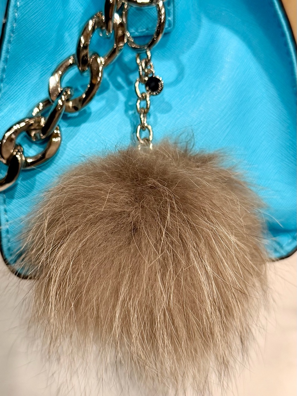 Michael Kors Brown/Taupe Fur Pom-Pom Charm